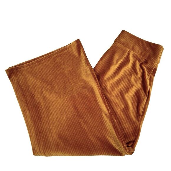 Candies Women Velour Pant Small Brown Wide Leg Crop Stretch Y2K 70s Boho Zipper - Picture 4 of 16